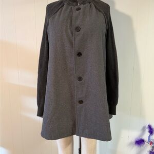 Women’s Gray Button-Up Mixed Media Coat